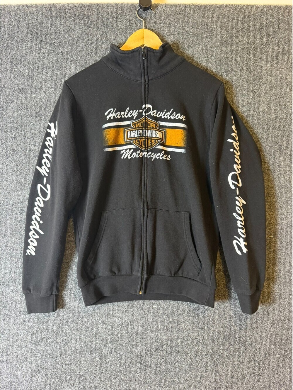 Harley Davidson Full Zip Sweatshirt Womens Medium Black Hill City South Dakota